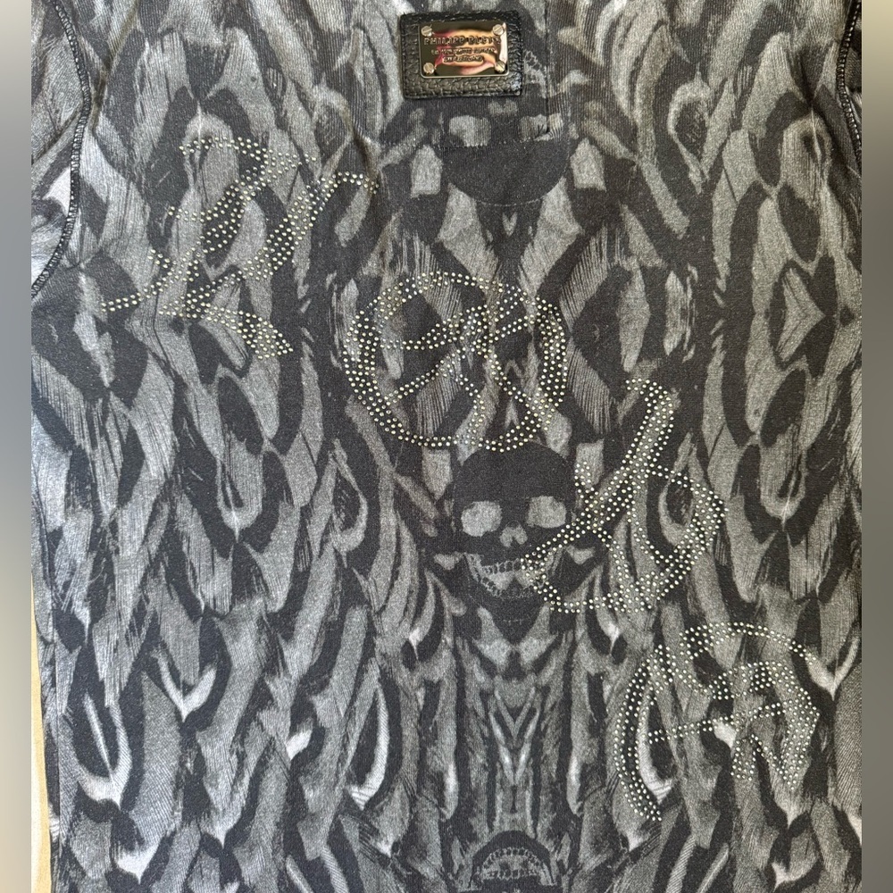 Philipp Plein Couture Skull Print Cardigan S Gray Metallic Rhinestone Luxury P11 - Picture 11 of 11